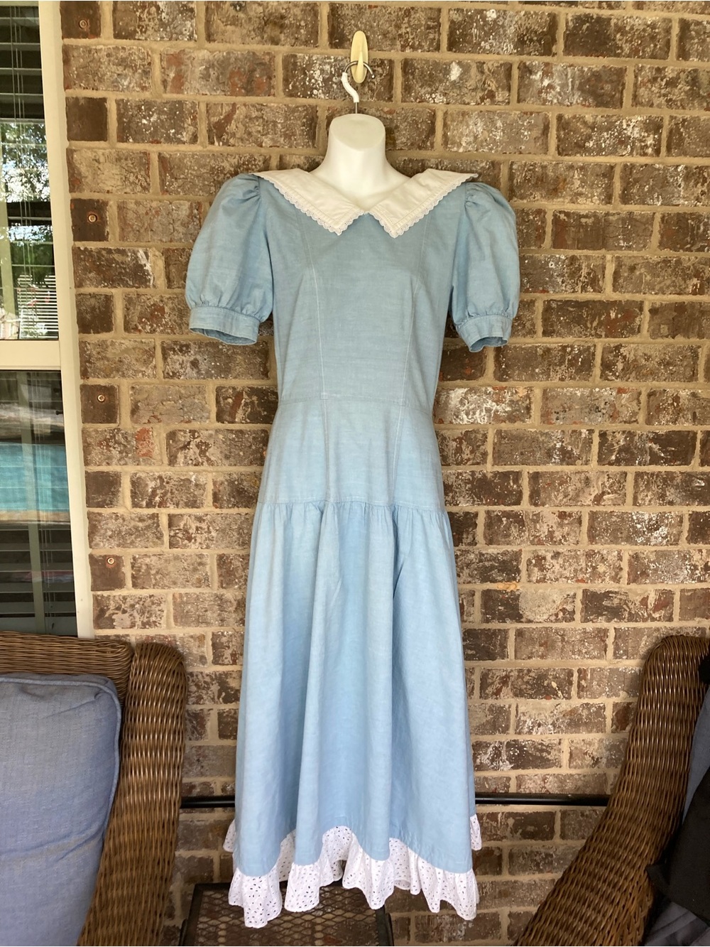 Vintage Connections 80’s dress Prairie Cottage Core White collar size 8